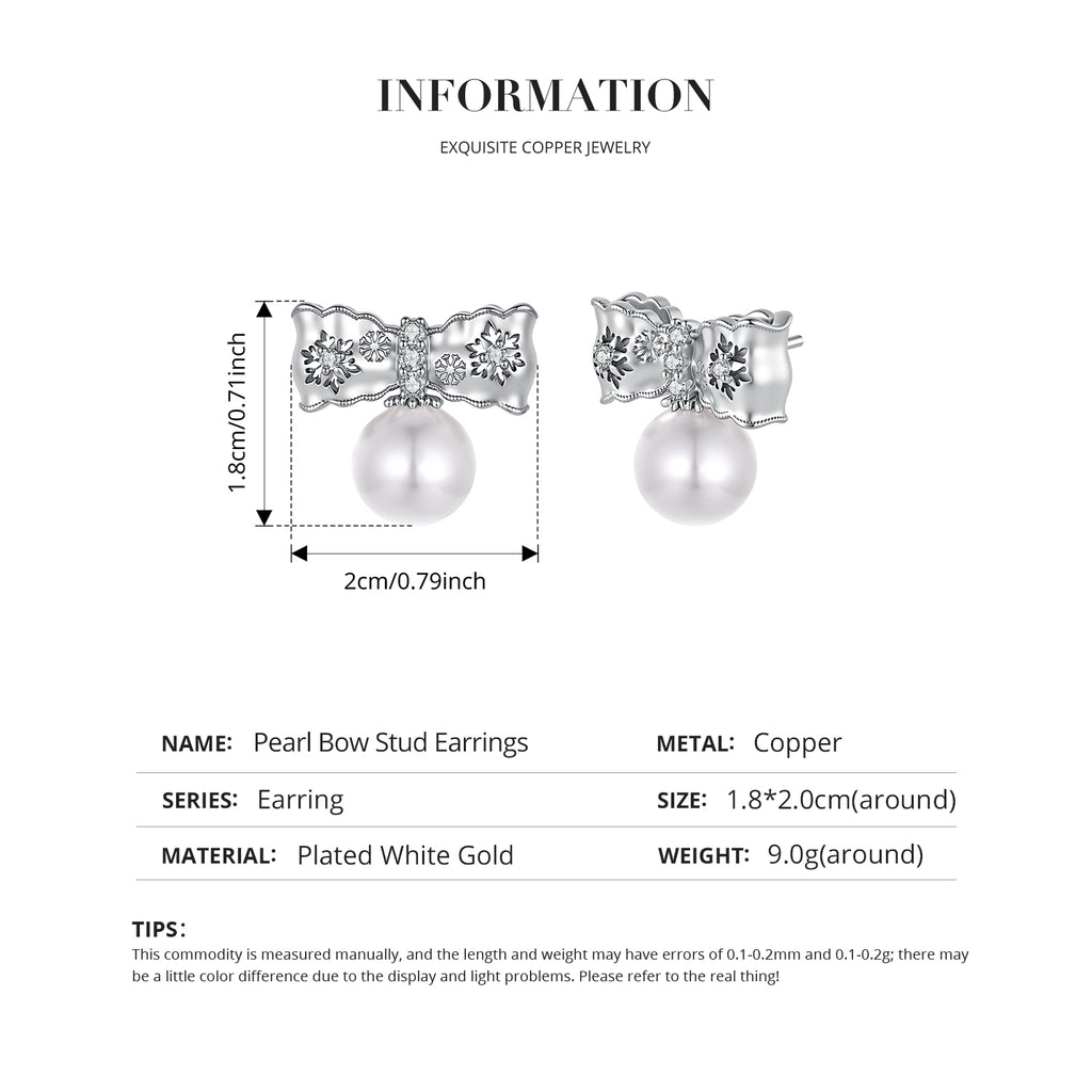 Pearl Bow Stud Earrings
