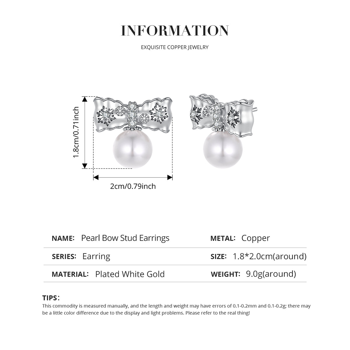 Pearl Bow Stud Earrings