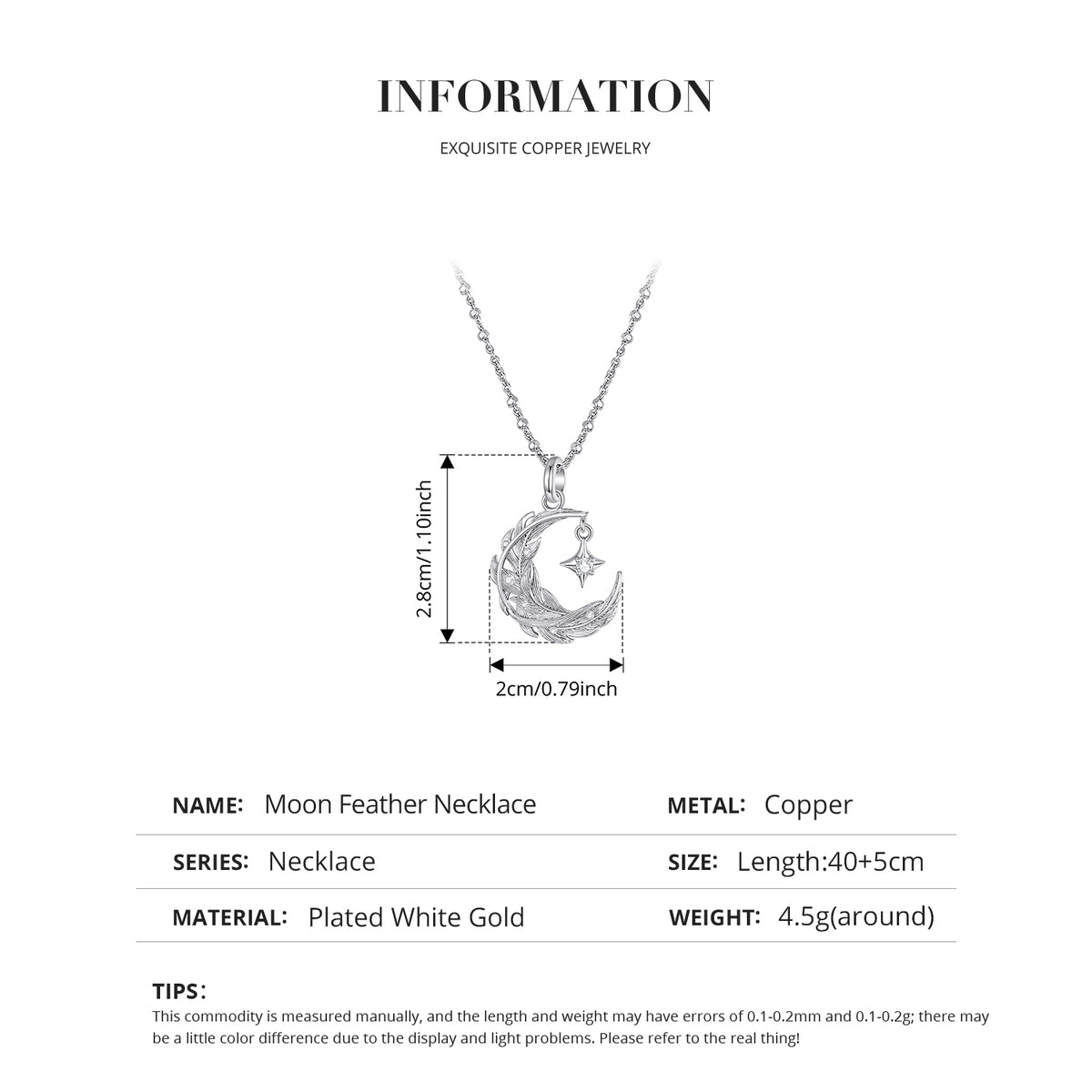 Moon & Feather Necklace