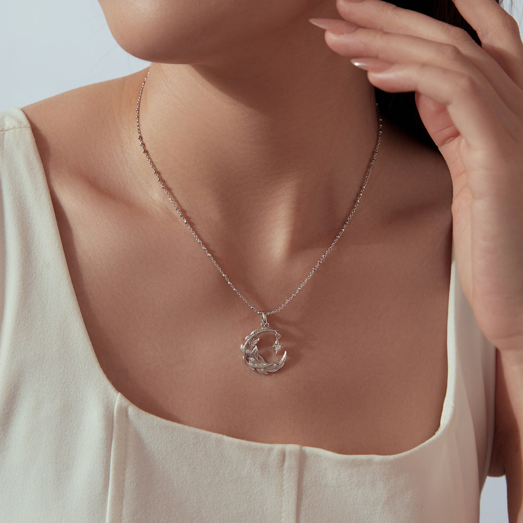 Moon & Feather Necklace