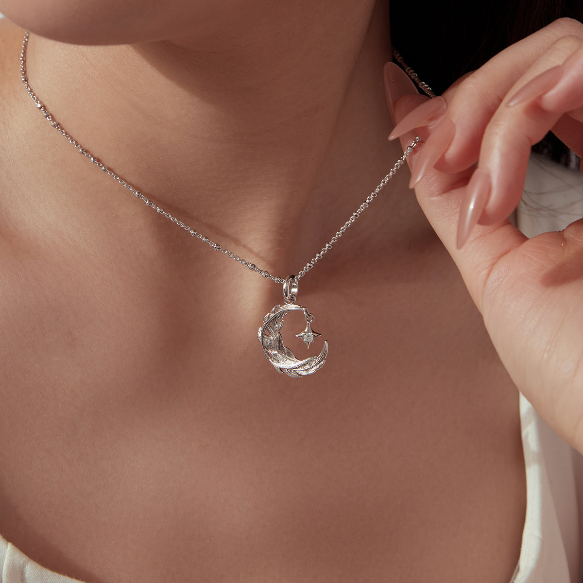 Moon & Feather Necklace