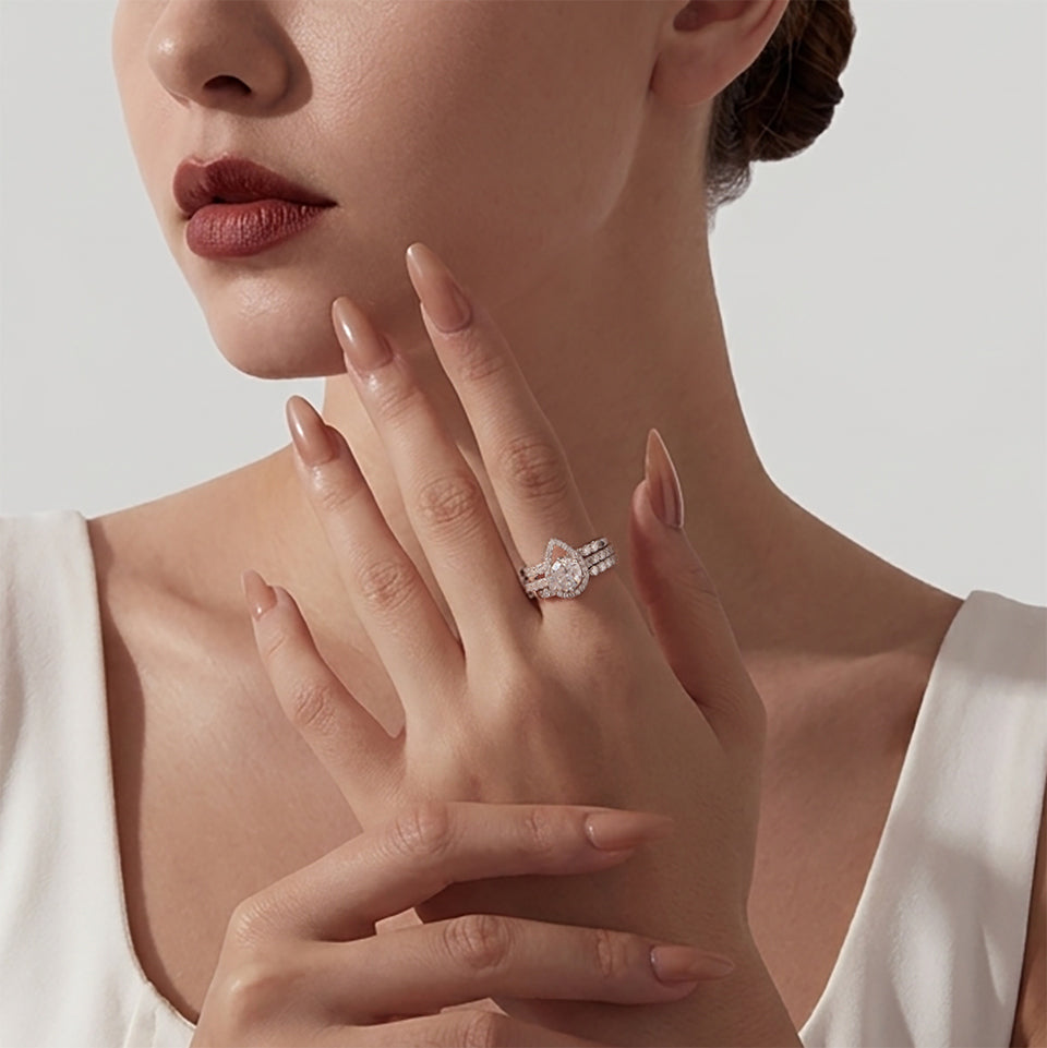 BAMOER Round Halo Stackable Ring