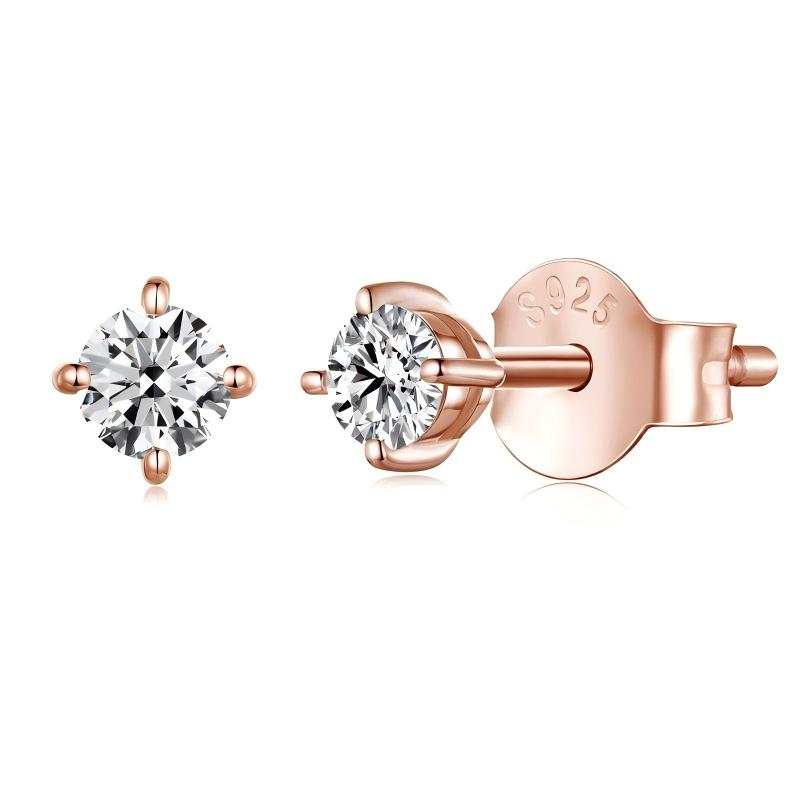 Simple moissanite stud earrings in 925 silver