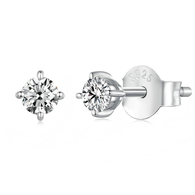 Simple moissanite stud earrings in 925 silver