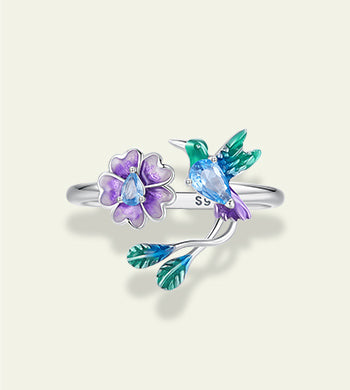 BAMOER Blooming Bird 925 Sterling Silver Open Ring
