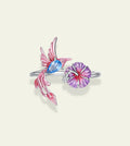 BAMOER Pink Blossom Bird Open Ring
