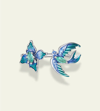 Blue Blossom Bird Open Ring